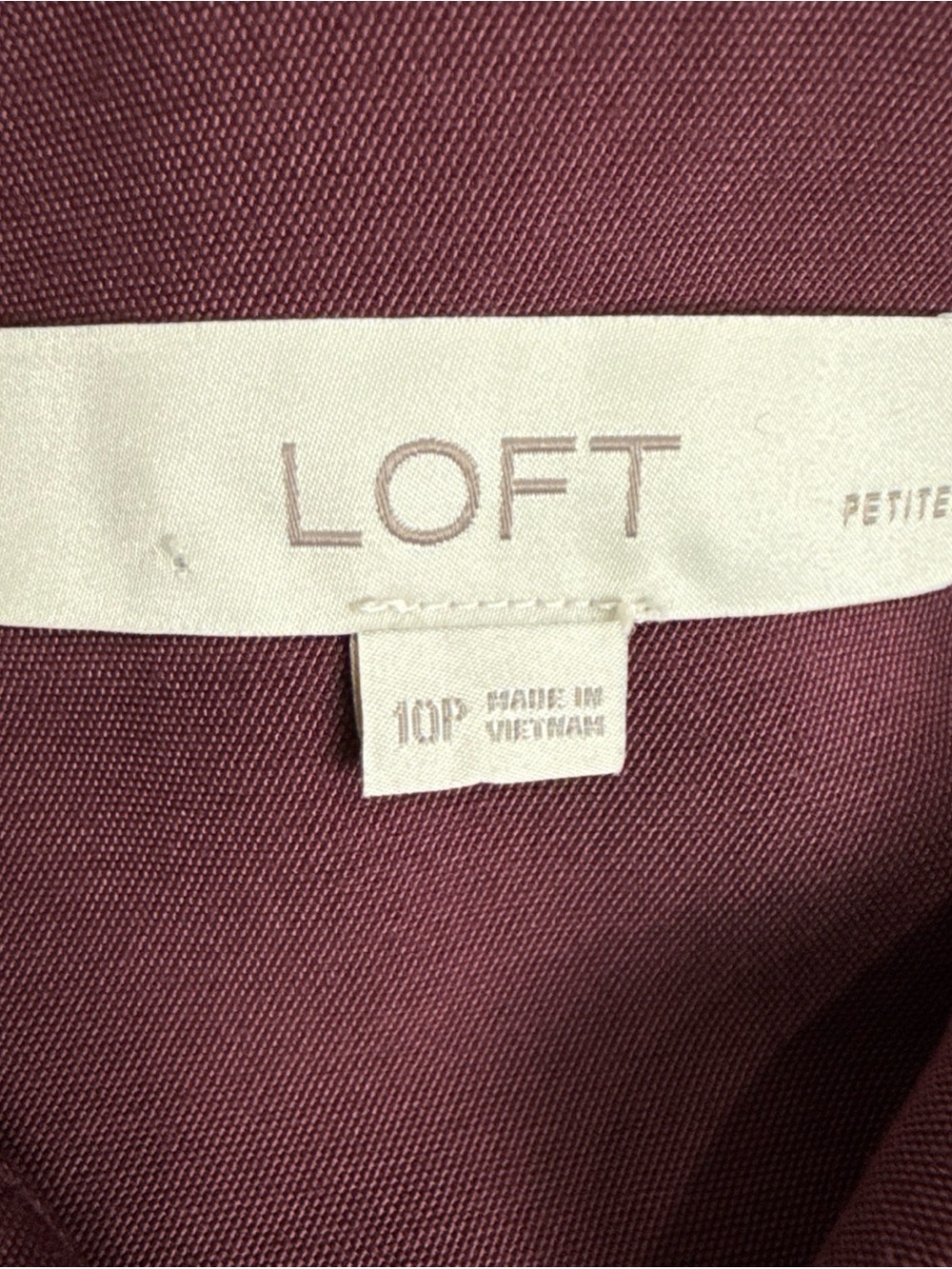 LOFT Women’s Burgandy Solid Button Front Long Sleeve Shirt Dress Size 10P - Picture 7 of 8